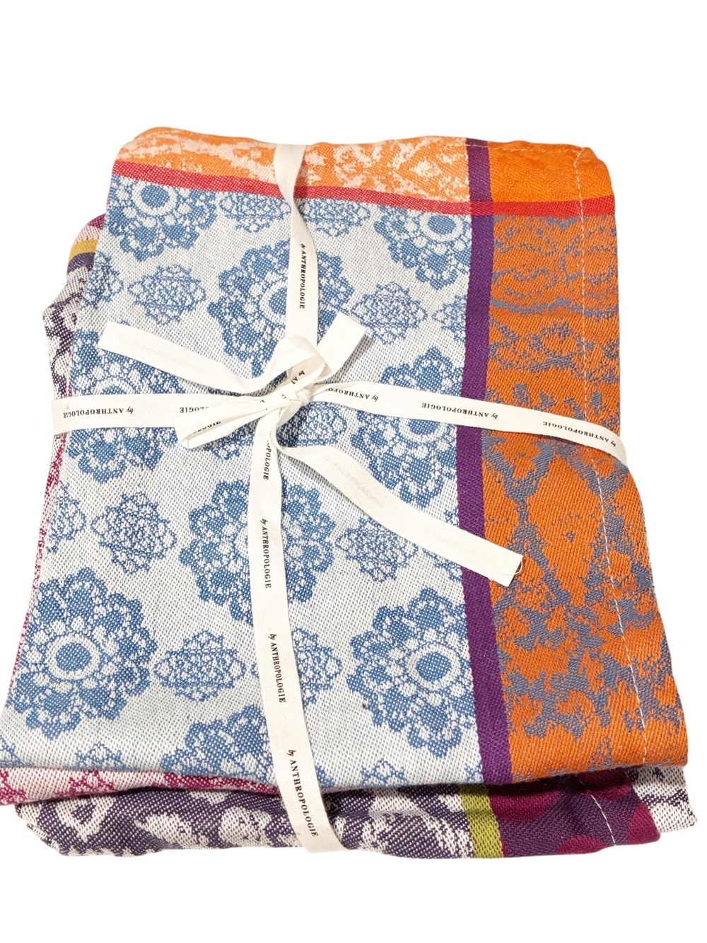 Anthropologie Nifty Jacquard Napkins Multi Color Printed Lot of 3 NEW